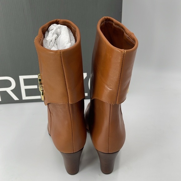 Arezzo Women's Marrom Vivian Mid Block Round Toe Booties Size 5B NIB - Picture 4 of 10